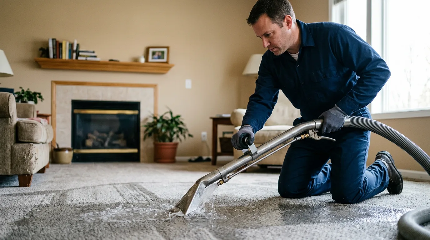 Water damage restoration technician working near Etowah, NC